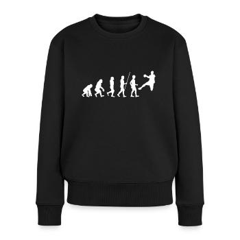 Handballer Evolution Geschenk Handball weiß - Frauen Premium Bio Pullover - Schwarz - Vorne - Julia (174cm)