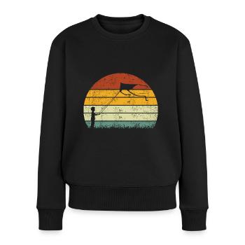 Drachensteigen Drachen Steigen lassen Vintage - Frauen Premium Bio Pullover - Schwarz - Vorne - Julia (174cm)
