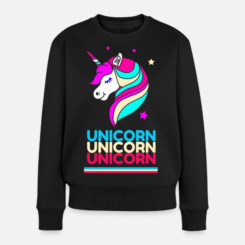Unicorn Unicorn Unicorn - Frauen Premium Bio Pullover - Schwarz