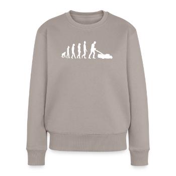 Gärtnern Gärtner Gärtnerin Rasenmäher Evolution - Frauen Premium Bio Pullover - Taupe - Vorne - Julia (174cm)