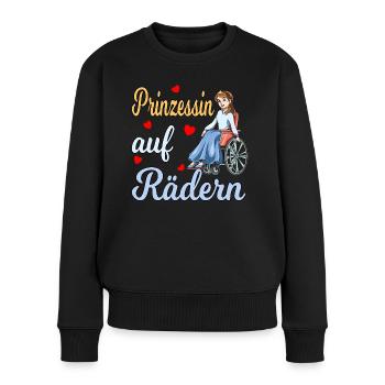 Prinzessin auf Rädern für eine Rollstuhlfahrerin - Frauen Premium Bio Pullover - Schwarz - Vorne - Julia (174cm)