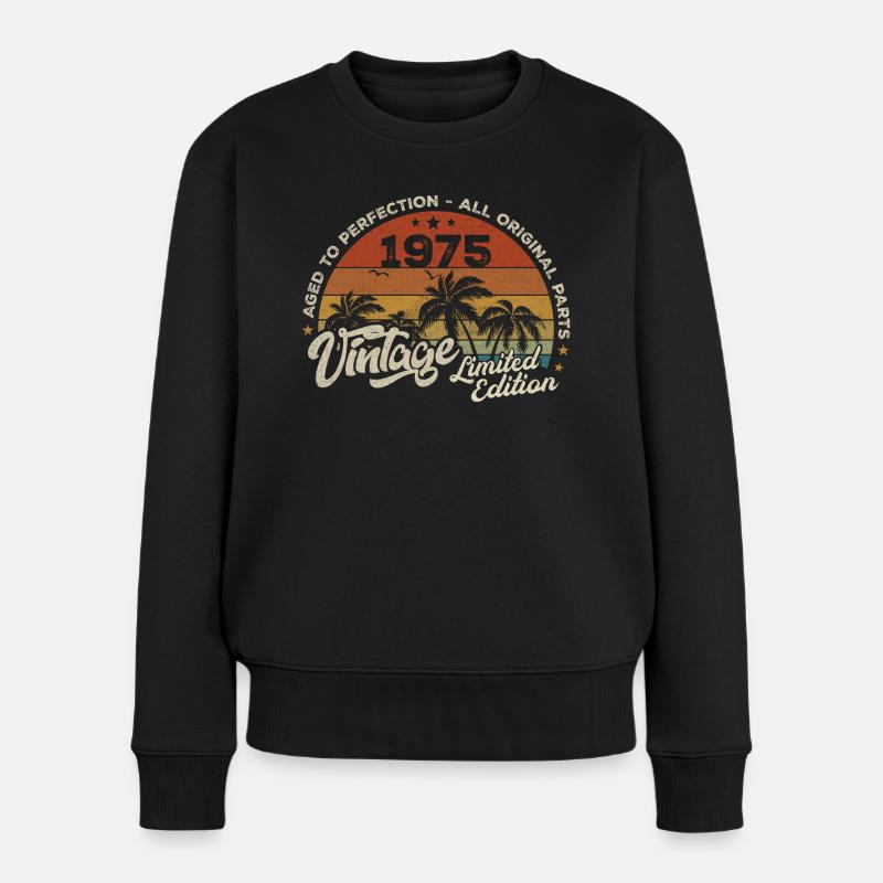 Vintage 1975 Geburtstag Retro 1975 - Frauen Premium Bio Pullover - Schwarz