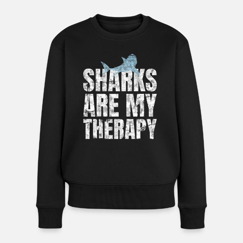 Sharks Are My Therapy Haiforscher Meeresbiologe - Frauen Premium Bio Pullover - Schwarz
