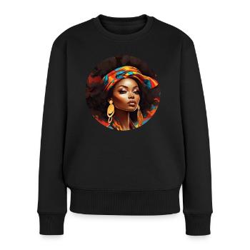Funkeln im Afro-Stil - Frauen Premium Bio Pullover - Schwarz - Vorne - Julia (174cm)