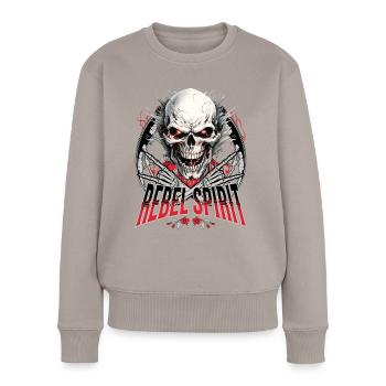crâne crâne squelette moto motard gang - Pull Premium bio Femme - taupe - Devant - Julia (174cm)