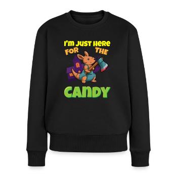 I'm Just Here For The Candy Scary Halloween Beast - Frauen Premium Bio Pullover - Schwarz - Vorne - Julia (174cm)