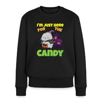 I'm Just Here For The Candy Scary Halloween Beast - Frauen Premium Bio Pullover - Schwarz - Vorne - Julia (174cm)