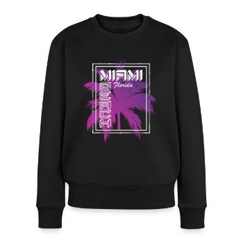 Miami Beach Florida - Frauen Premium Bio Pullover - Schwarz - Vorne - Julia (174cm)