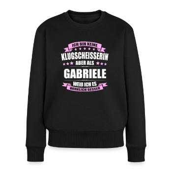 Name Gabriele Vorname Klugscheisserin Namenstag - Frauen Premium Bio Pullover - Schwarz - Vorne - Julia (174cm)