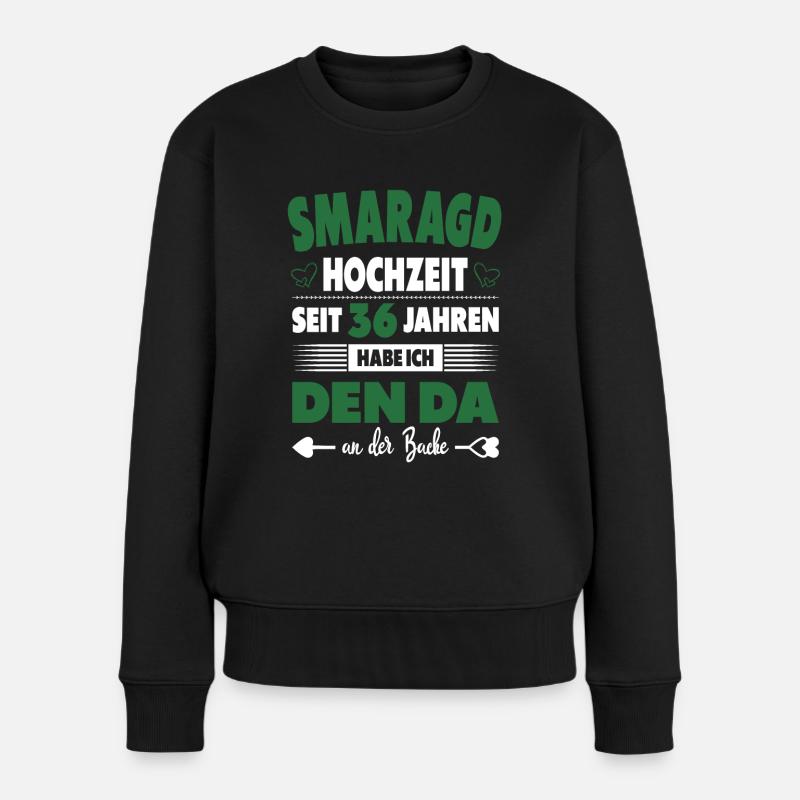 Hochzeitstag Paare 36 Jahre Ehe Smaragdhochzeit - Frauen Premium Bio Pullover - Schwarz