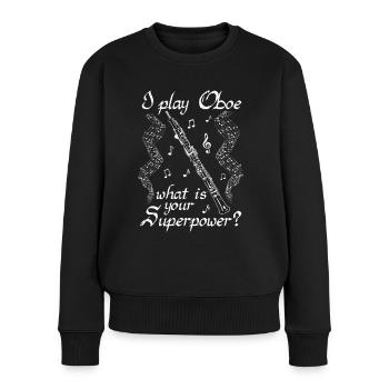 Oboe Oboistin Oboist Orchester Musikinstrument - Frauen Premium Bio Pullover - Schwarz - Vorne - Julia (174cm)