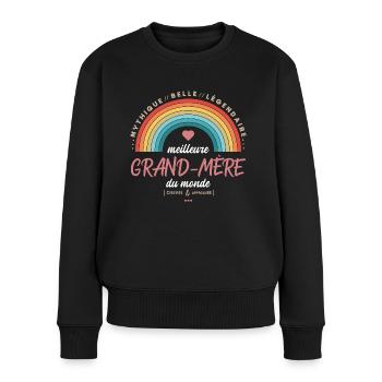 Meilleure grand mère du monde - Pull Premium bio Femme - noir - Devant - Julia (174cm)