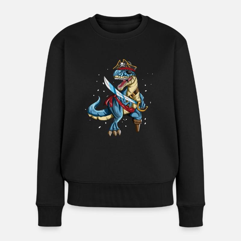 Pirate Dino T-Rex Pirate Outfit Eye Patch Sabre - Pull Premium bio Femme - noir