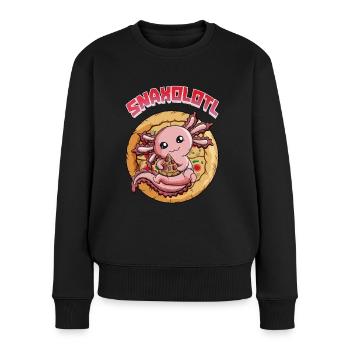 Axolotle aime les collations Snaxolotl jeu de mots amusant - Pull Premium bio Femme - noir - Devant - Julia (174cm)