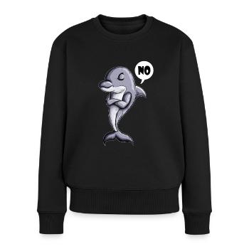 Delfin Meeressäuger sagt NO Urlaub Pause Erholen - Frauen Premium Bio Pullover - Schwarz - Vorne - Julia (174cm)
