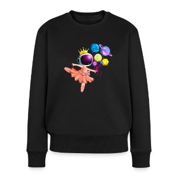 Ballerina Ballett Astronaut Mädchen Planet Ballon - Frauen Premium Bio Pullover - Schwarz - Vorne - Julia (174cm)