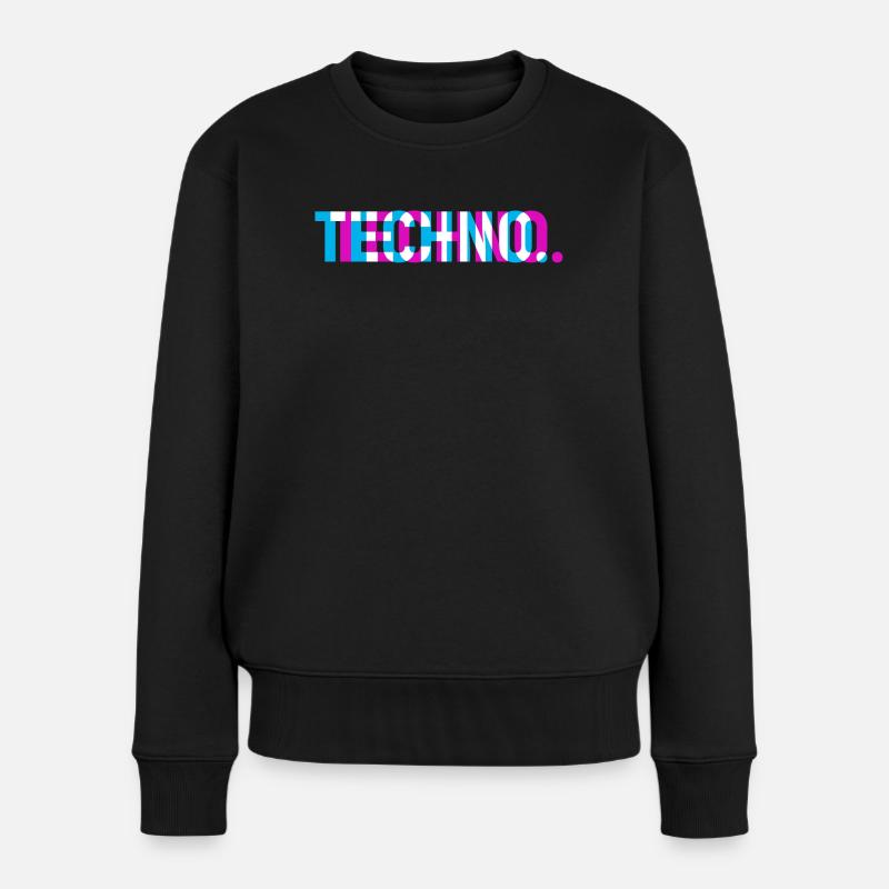 Techno - Frauen Premium Bio Pullover - Schwarz