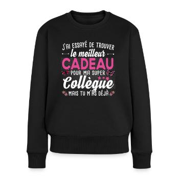 Collègue Collègues Femme T-shirt Mug Cadeau - Pull Premium bio Femme - noir - Devant - Julia (174cm)