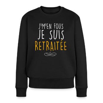 Je suis retraitée Femme Retraite - Pull Premium bio Femme - noir - Devant - Julia (174cm)