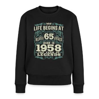 65 years - born the year of legends 1958 - Women's Premium Organic Jumper - black - Front - Julia (174cm)