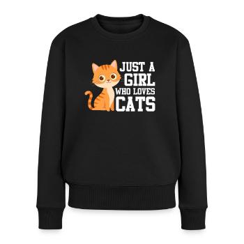 Just A Girl Who Loves Cats Katze - Frauen Premium Bio Pullover - Schwarz - Vorne - Julia (174cm)