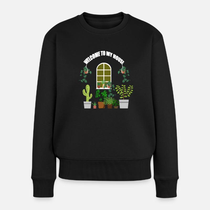 urban jungle/plant lover - Frauen Premium Bio Pullover - Schwarz