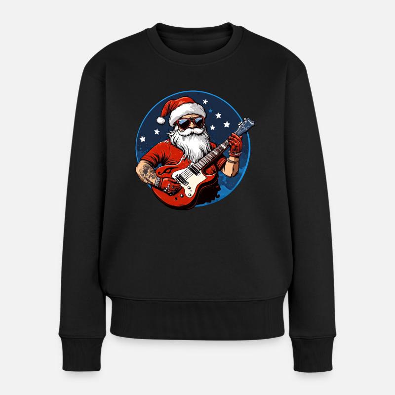 Weihnachten Gitarrist - Frauen Premium Bio Pullover - Schwarz