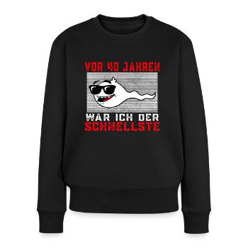 Vor 40 Jahren war ich der Schnellste 40.Geburtstag - Frauen Premium Bio Pullover - Schwarz - Vorne - Julia (174cm)