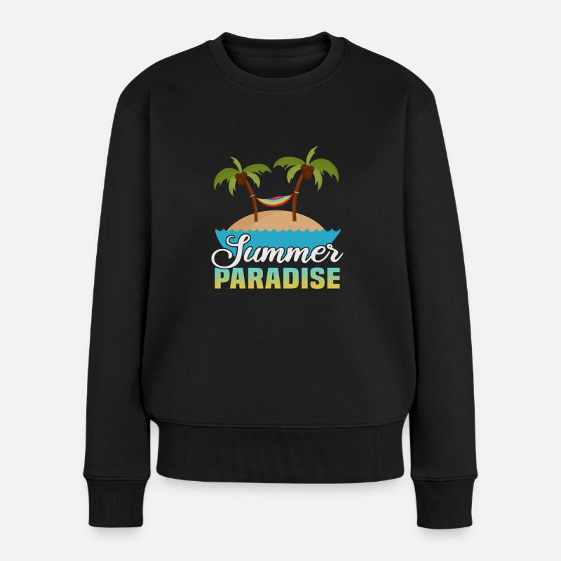 Strandurlaub am Meer Design Strandmotiv - Frauen Premium Bio Pullover - Schwarz