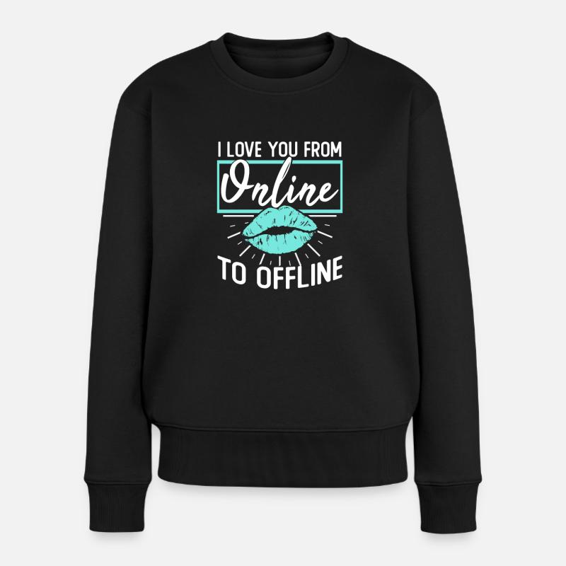 Fernbeziehung Paar Verlobung - Frauen Premium Bio Pullover - Schwarz