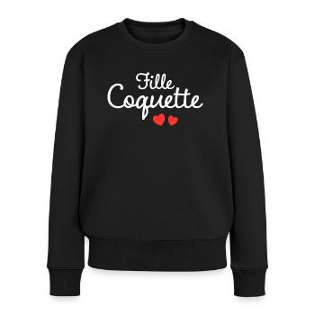 Femme Coquette Humour Mot Affectueux Couple - Pull Premium bio Femme - noir - Devant - Julia (174cm)