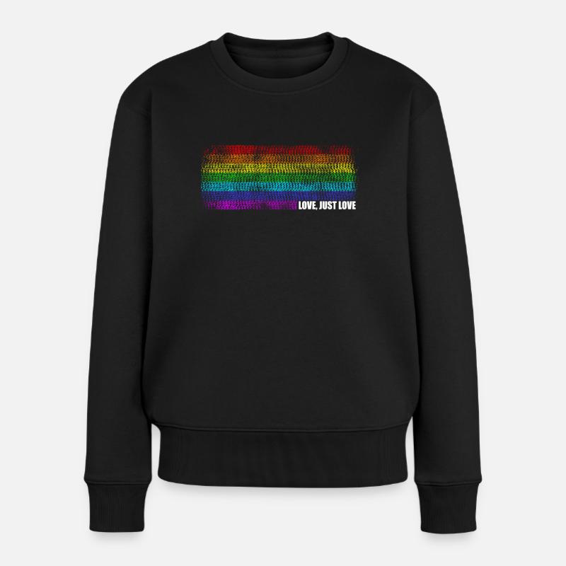 CSD LGBT Regenbogen LGBTQ Herz Pride Love - Frauen Premium Bio Pullover - Schwarz