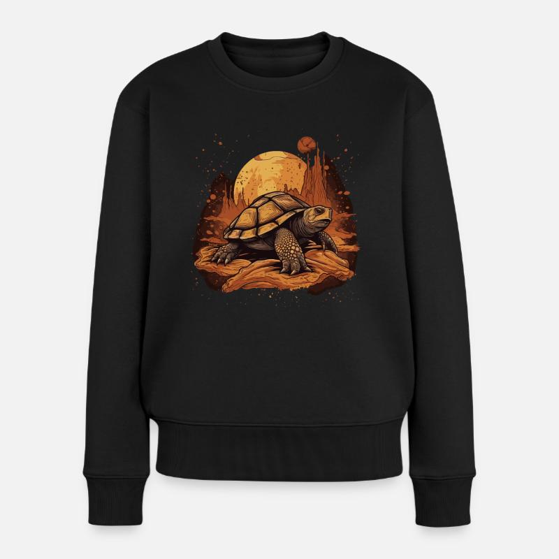 Space Schildkröte Wüste - Frauen Premium Bio Pullover - Schwarz