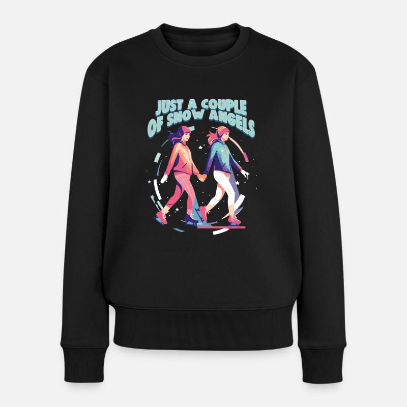 Eisläuferin Eislaufen Schlittschulaufen - Frauen Premium Bio Pullover - Schwarz