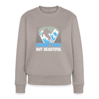 Skieurs Neige, froid mais beau Ski - Pull Premium bio Femme - taupe - Devant - Julia (174cm)