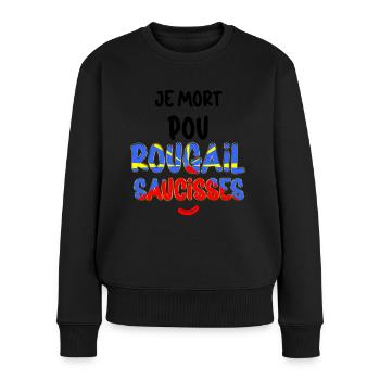 La Réunion Drapeau Rougail Saucisse - Pull Premium bio Femme - noir - Devant - Julia (174cm)