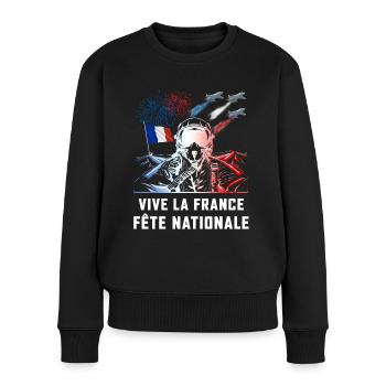 France Fete Nationale Patrouille Pilote - Pull Premium bio Femme - noir - Devant - Julia (174cm)
