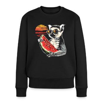 Lémurien Lémurien à queue annelée Lémurien de Madagascar animal pastèque - Pull Premium bio Femme - noir - Devant - Julia (174cm)