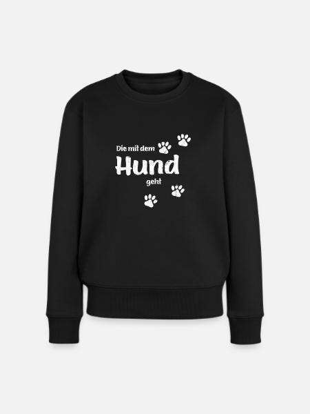 Walking with the Dog - Used Look - Dog Paws - Women's Premium Organic Jumper - black