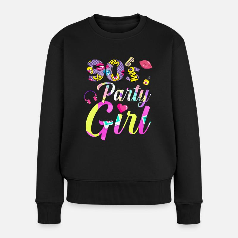 90er Jahre Mottoparty - Frauen Premium Bio Pullover - Schwarz