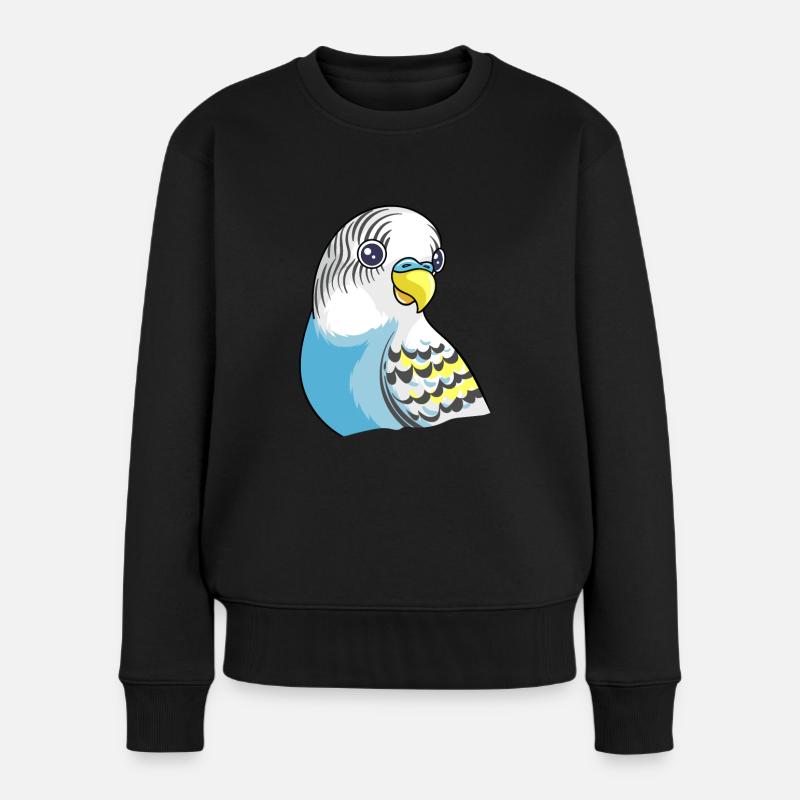 Schöner blauer Wellensittich Design - Frauen Premium Bio Pullover - Schwarz