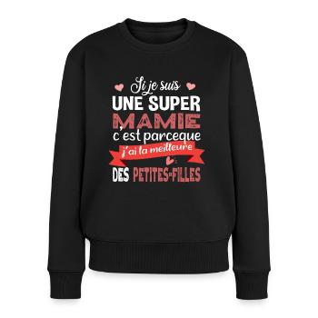 Mamie Grand Mère Mamy Petite-fille Famille Humour - Pull Premium bio Femme - noir - Devant - Julia (174cm)