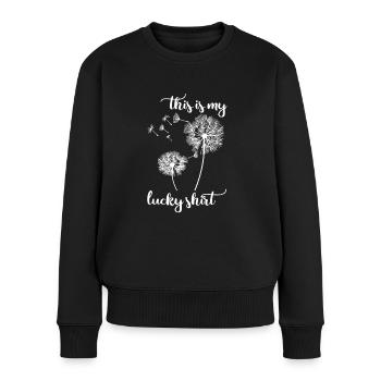 Cadeau de fleur porte-bonheur pissenlit - Pull Premium bio Femme - noir - Devant - Julia (174cm)