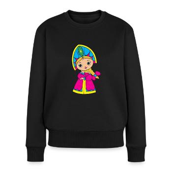 Matrjoschka Puppen Russische Geschenke - Frauen Premium Bio Pullover - Schwarz - Vorne - Julia (174cm)