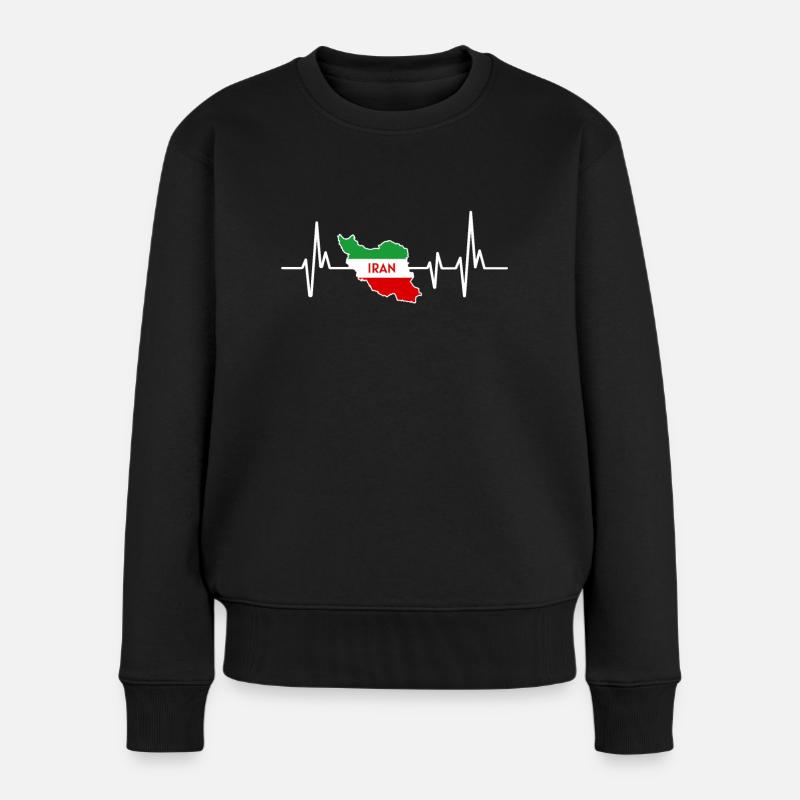 Herzschlagdesign Iranische Flagge Iran - Frauen Premium Bio Pullover - Schwarz