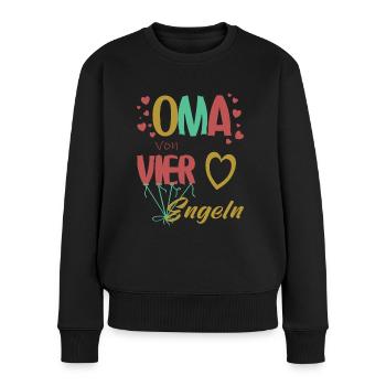 Oma von vier Enkeln / Enkelkindern - Frauen Premium Bio Pullover - Schwarz - Vorne - Julia (174cm)