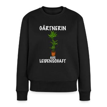 Gärtnerin aus Leidenschaft Topf Pflanze - Frauen Premium Bio Pullover - Schwarz - Vorne - Julia (174cm)