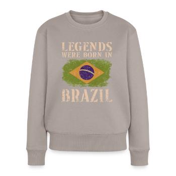 Vintage Design Drapeau Brésilien Brésil - Pull Premium bio Femme - taupe - Devant - Julia (174cm)