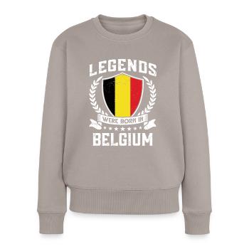 Vintage Design Drapeau Belge Belgique - Pull Premium bio Femme - taupe - Devant - Julia (174cm)