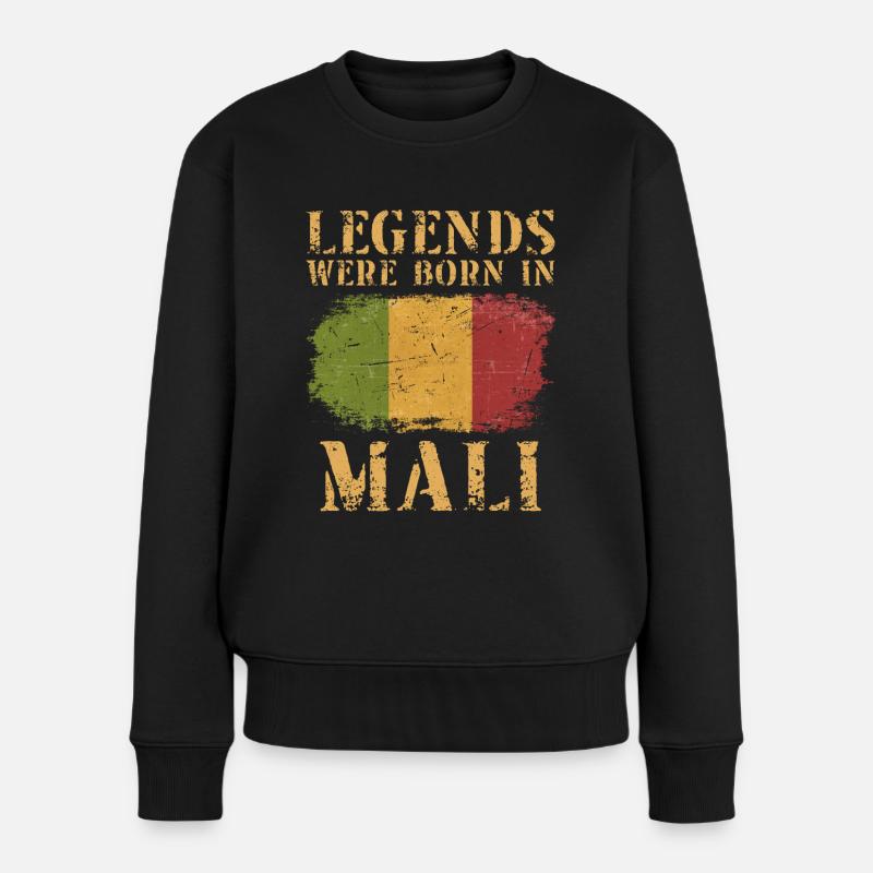 Vintage Design Malian Flag Mali - Frauen Premium Bio Pullover - Schwarz